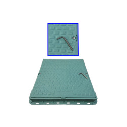 Capac necarosabil pătrat polimer-nisip cu închizător  A 15 VERDE