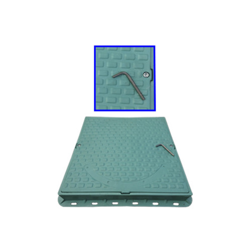 Capac necarosabil pătrat polimer-nisip cu închizător  A 15 VERDE